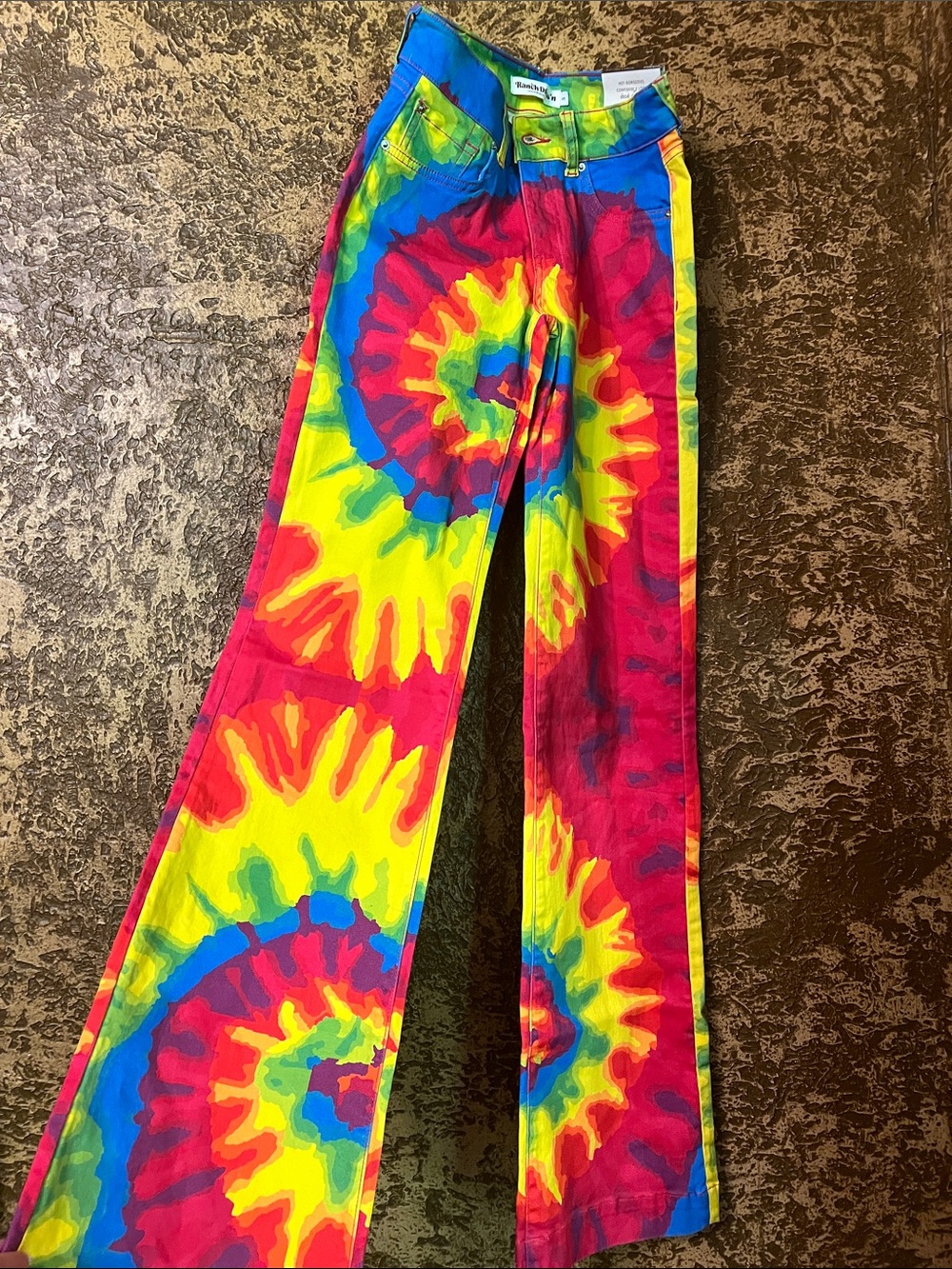 Ranch dressing mid rise trouser jeans tie dye